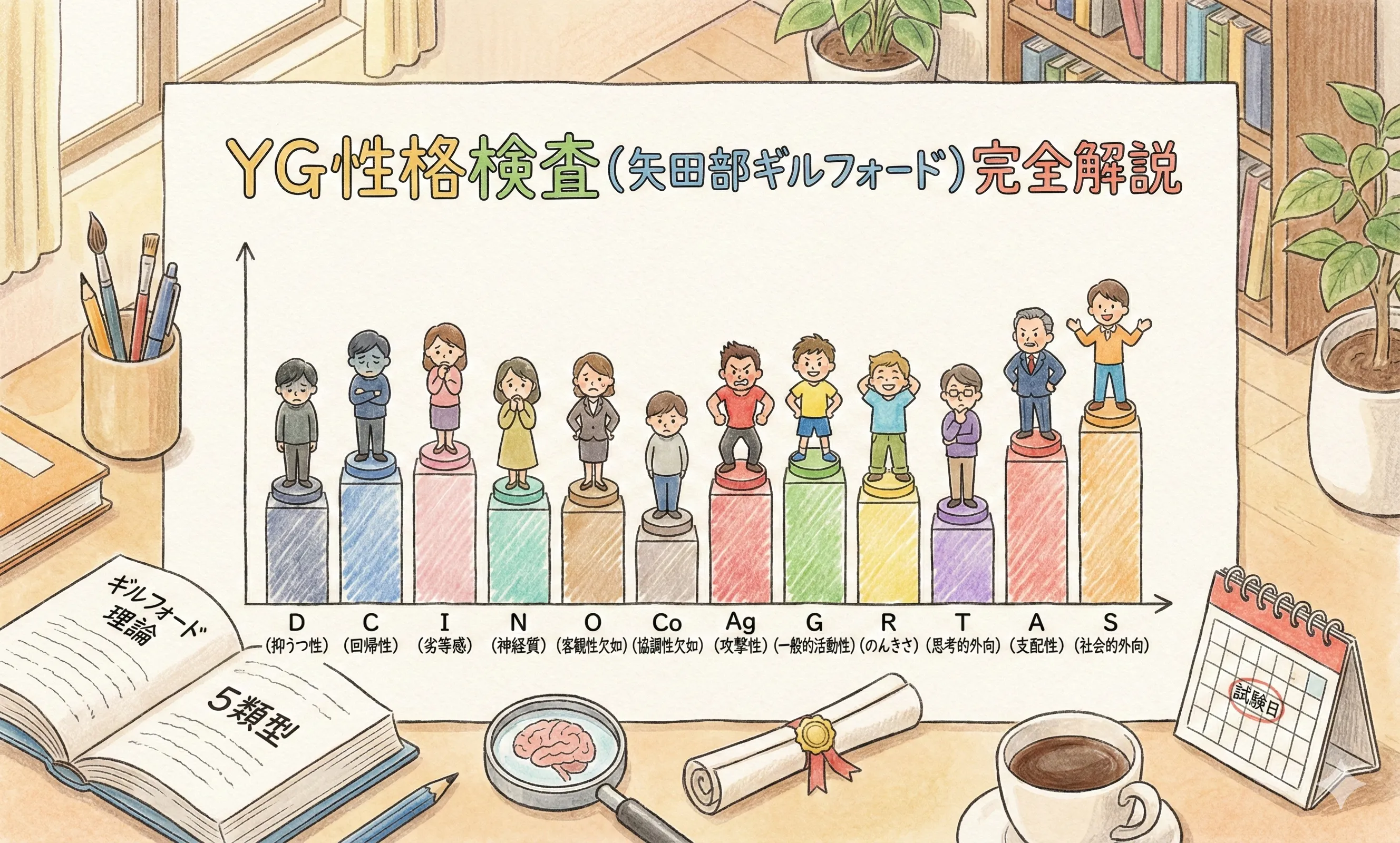 キャリコン学科試験】YG性格検査とは？12尺度と5類型の覚え方・頻出